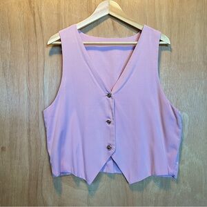 Vintage Handcrafted Dusty Rose Pink Crinkled Vest With Gold Tone Rose Buttons M?